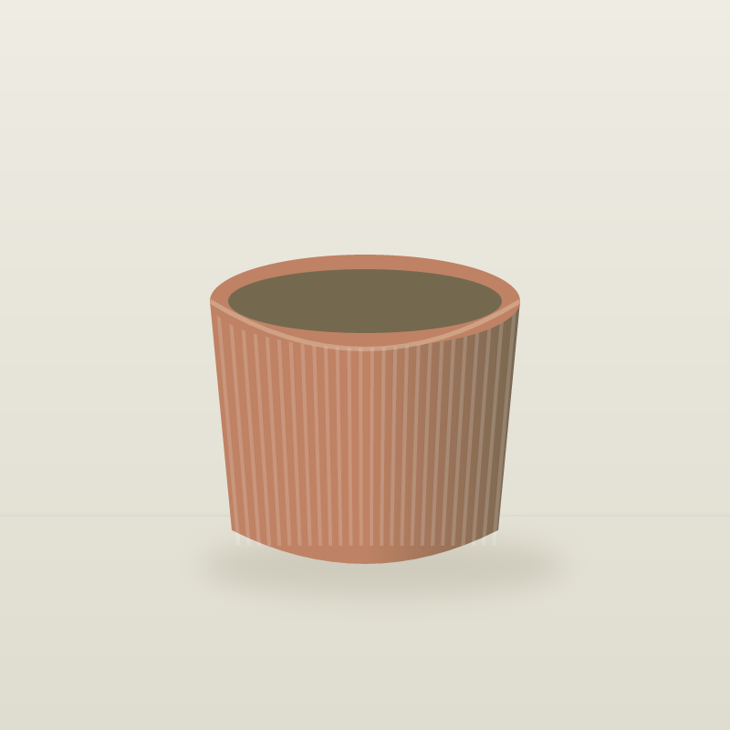 Illustration af Rille · urtepotteskjuler. Designforslag, ikke produktfoto.
