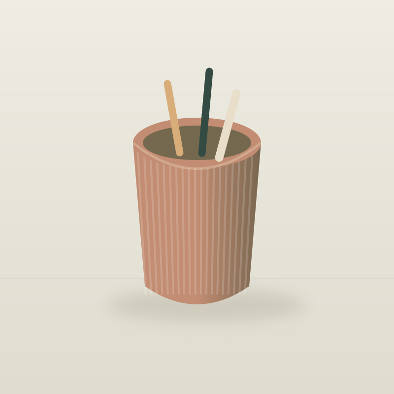 Illustration af Søjle · penneholder. Designforslag, ikke produktfoto.