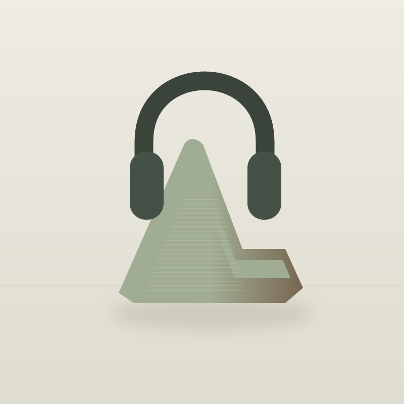 Illustration af Pause · hovedtelefonstativ. Designforslag, ikke produktfoto.
